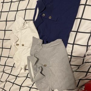 CAT AND JACK 3 PACK,3-6 MONTHS, WHITE,GRAY, NAVY COLLAR ONESIES